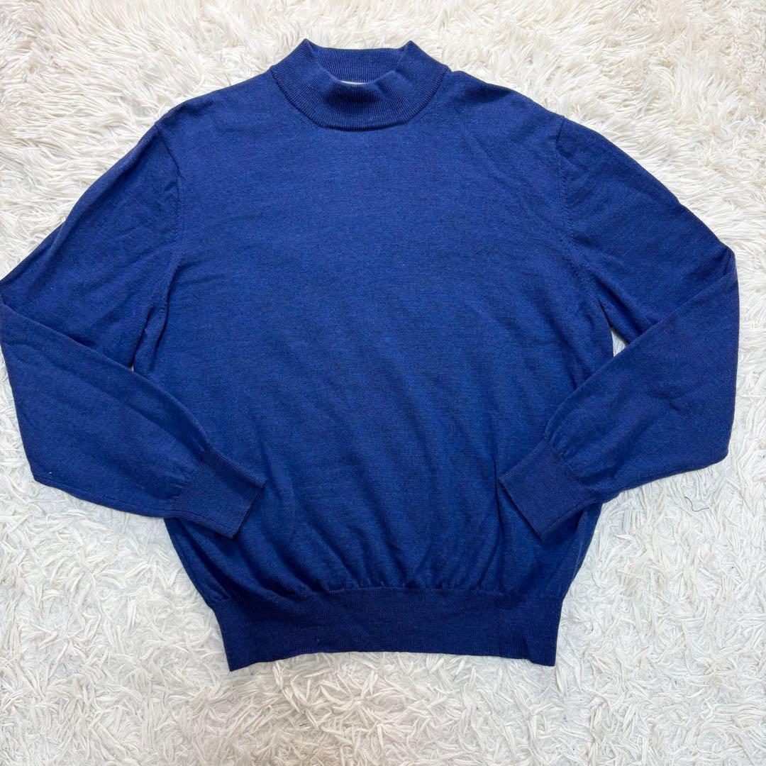 GRAN SASSO　モックネック　ウール　12G ニット 杢ブルー