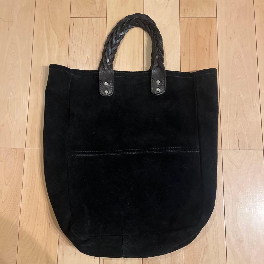 OLDYORK 黒 スエード トートバッグ 編み込みハンドル