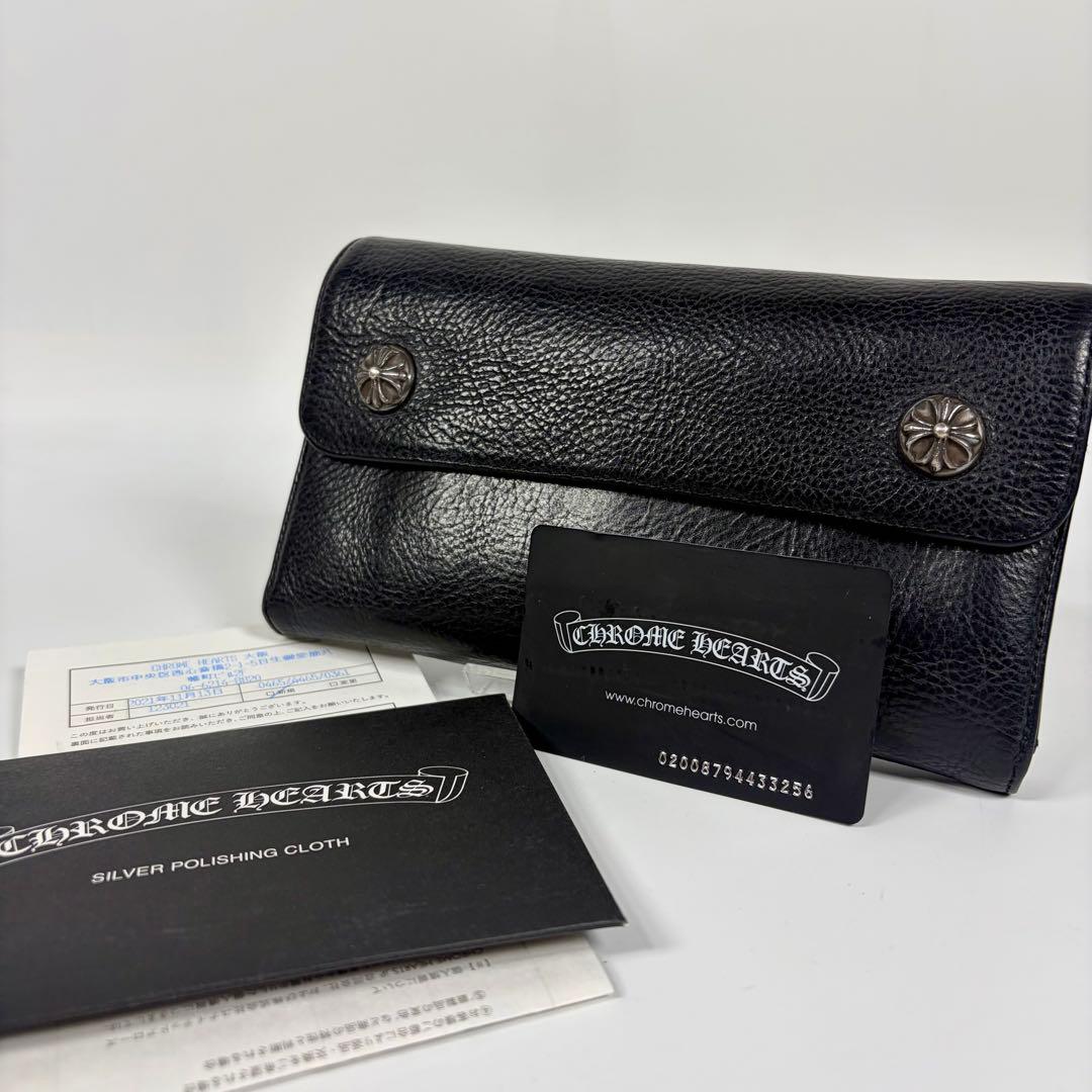 【美品】CHROME HEARTS クロムハーツ ウェーブウォレット インボイス