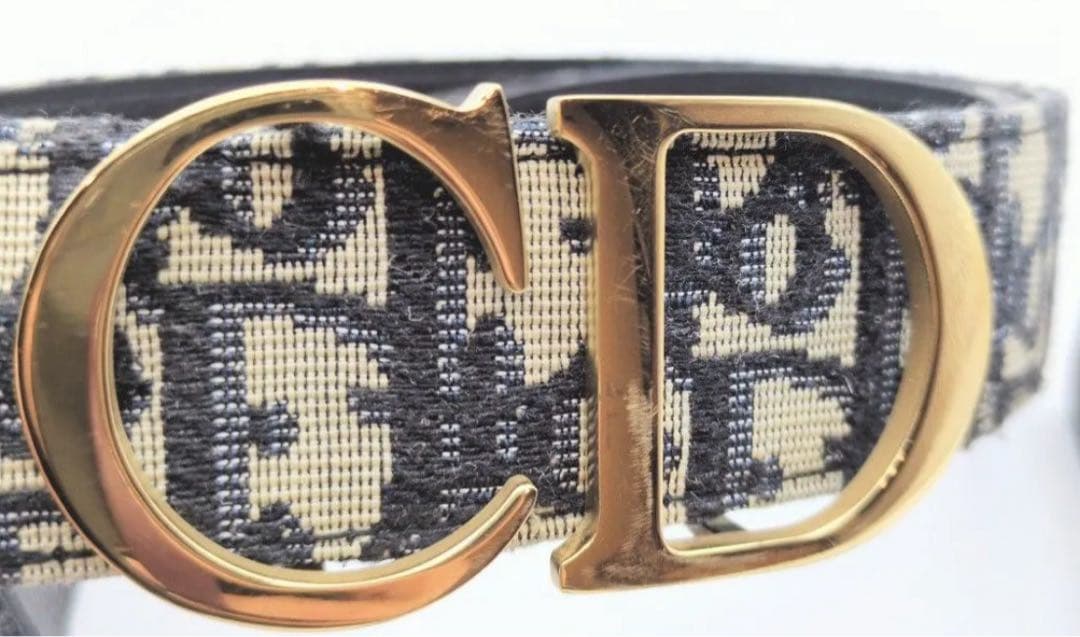 Dior ロゴ入りベルト ブラック/ベージュ オブリーク