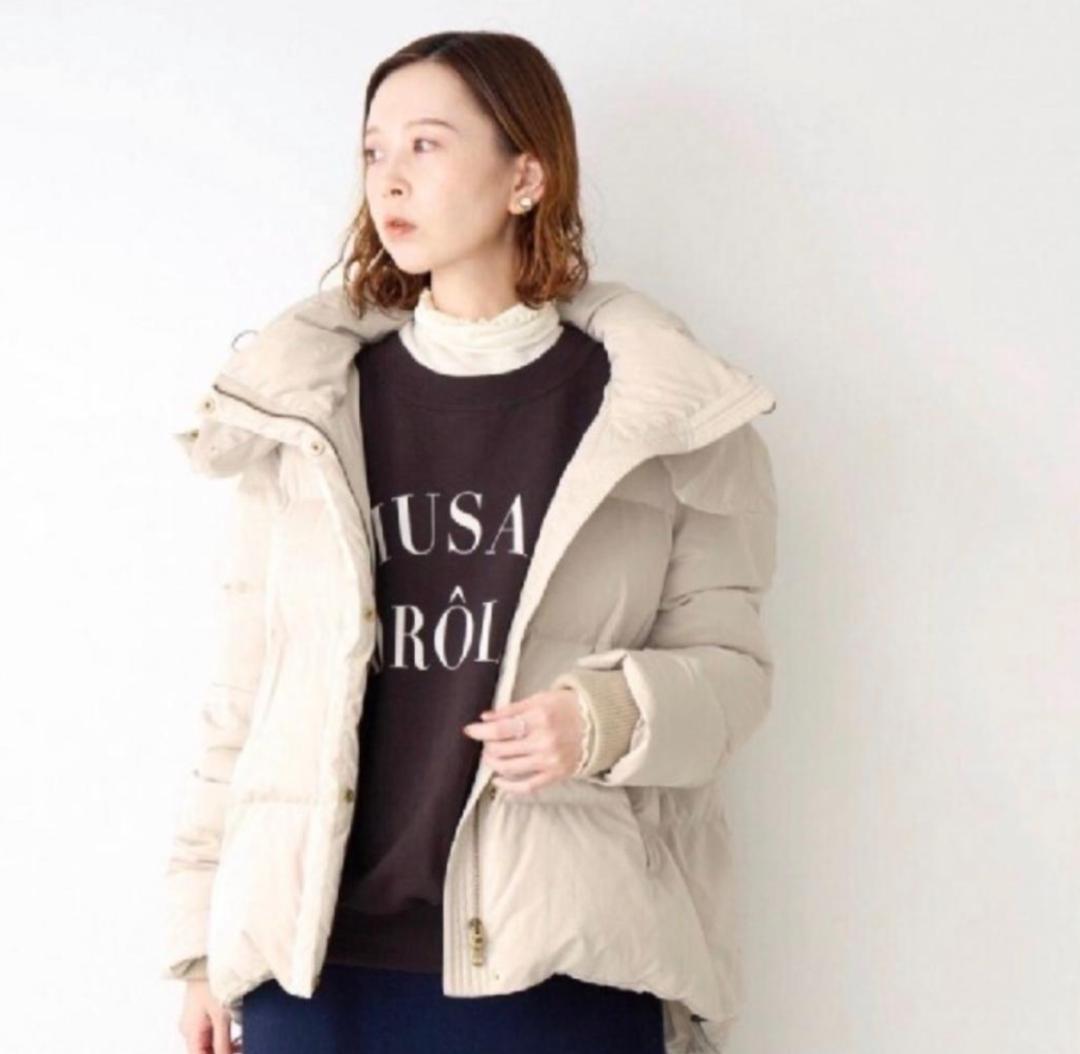 IENA フレンチダウン ショールカラー ダウンコート ショート ホワイト