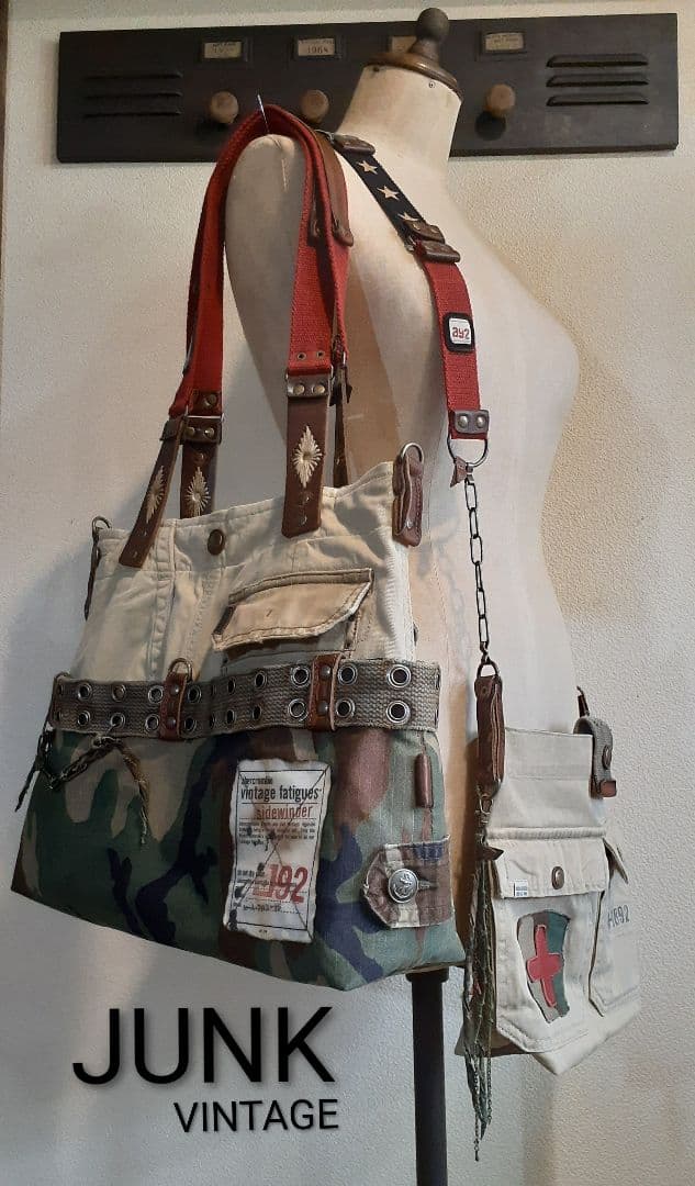 ミリタリーリメイク ★★★JUNK VINTAGE 肩掛けトート&ミニショルダー