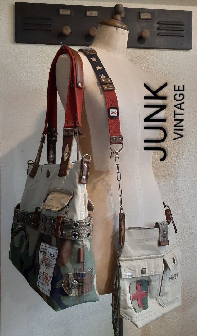 ミリタリーリメイク ★★★JUNK VINTAGE 肩掛けトート&ミニショルダー