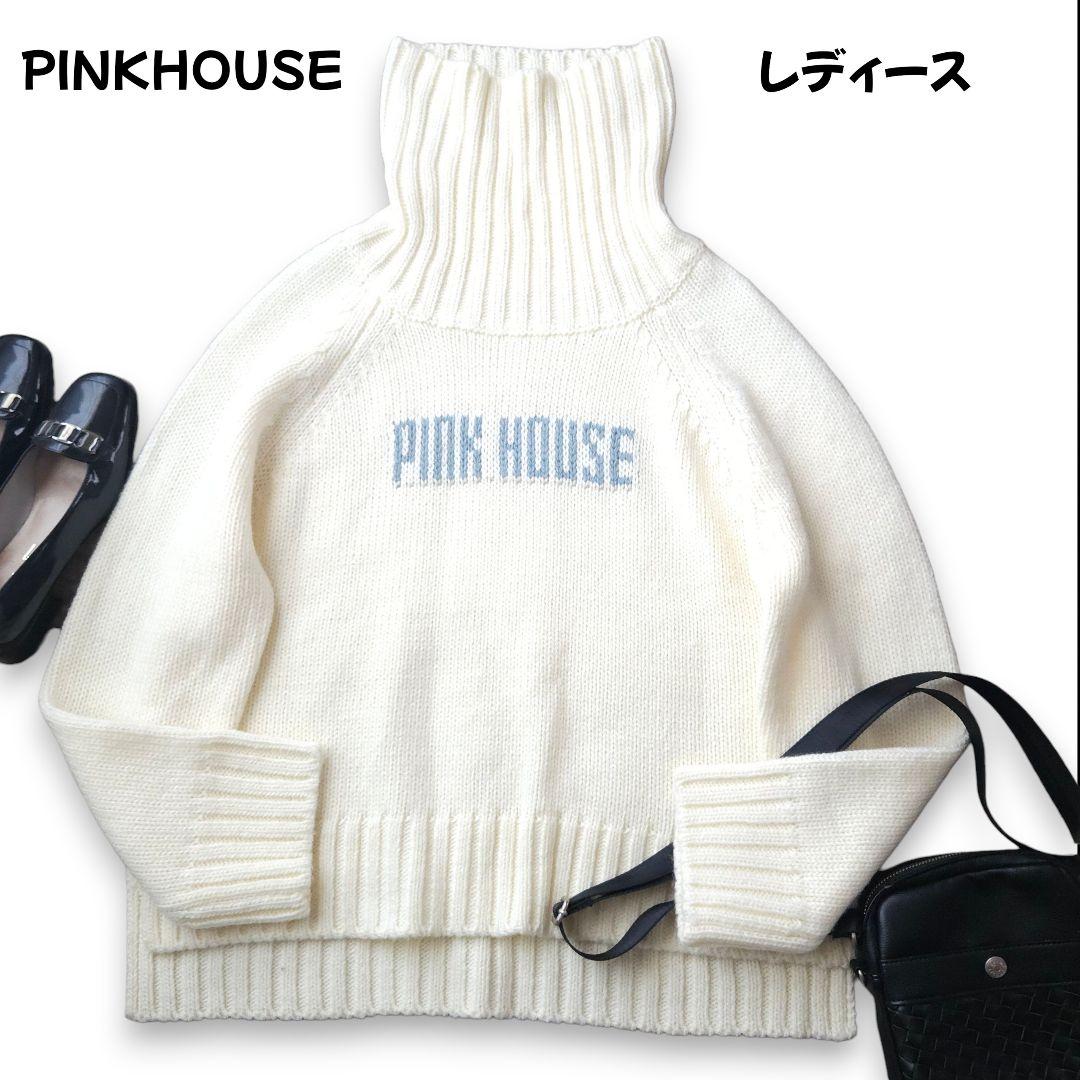 ピンクハウス ロゴ タートルネックセーター M~Lサイズ相当 極美品