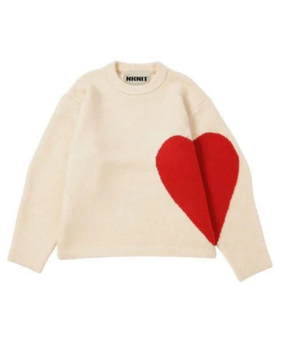 NKNIT ♡pattern KNIT ハートパターン ニット 赤 白