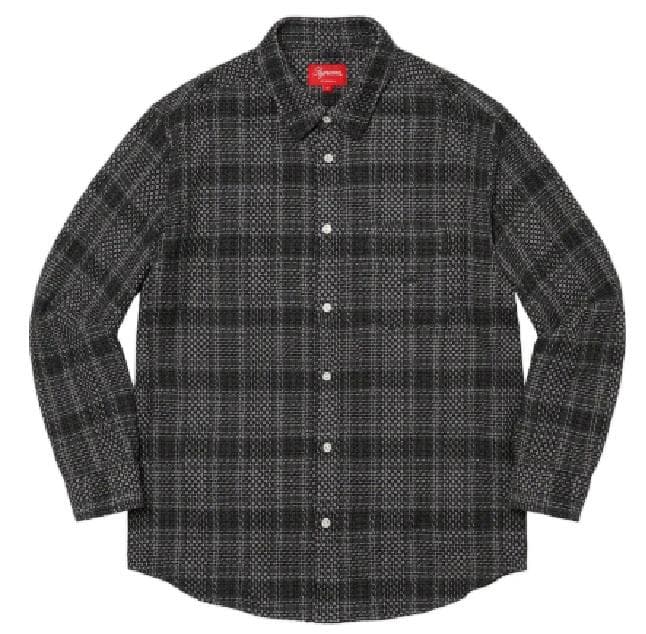 Supreme Basket Weave Plaid Shirt ブラック L