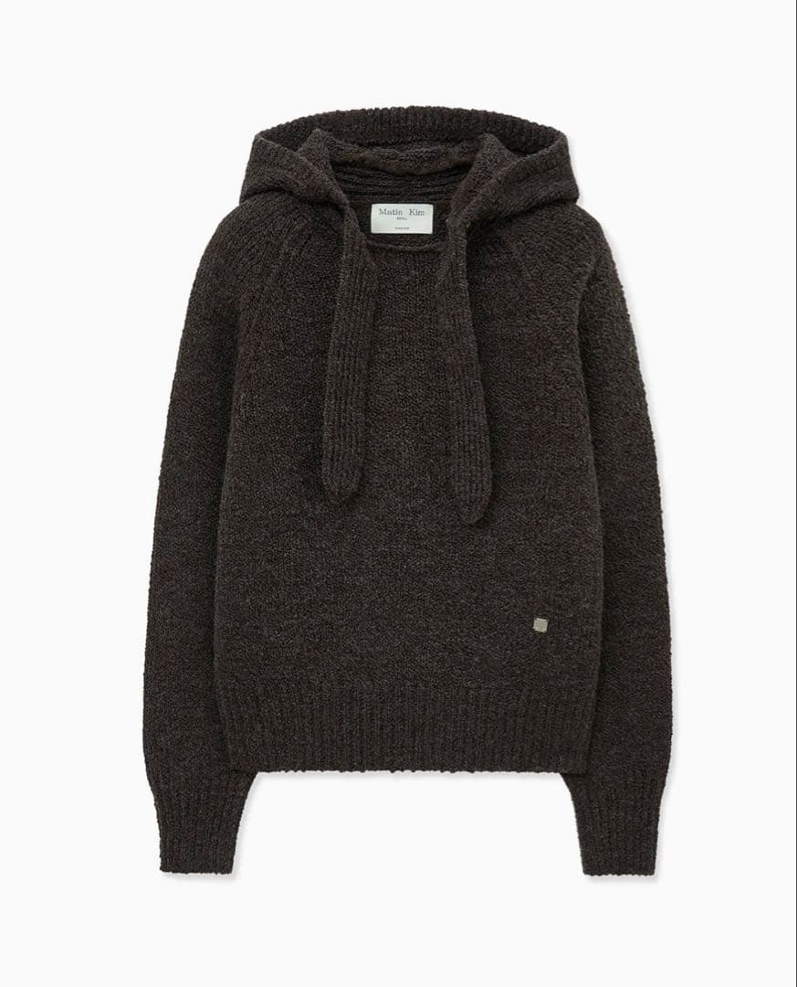 Matin Kim フード付きニットセーター ブラウン