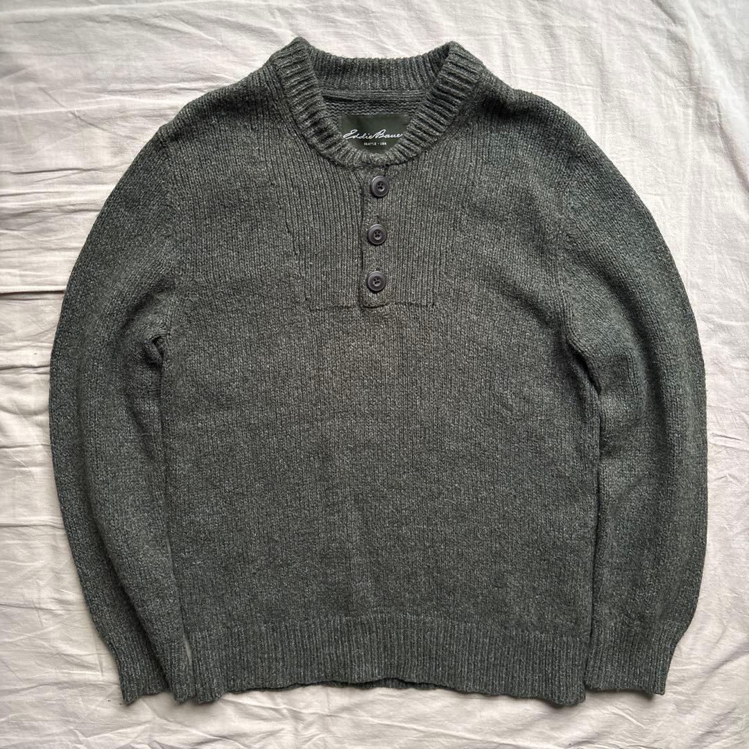 【00s】Eddie Bauer ヘンリーネック ニット メランジ