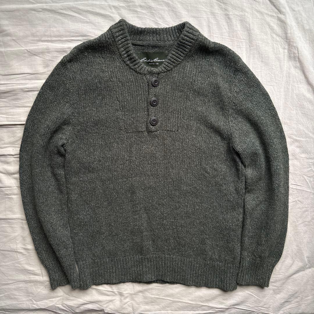 【00s】Eddie Bauer ヘンリーネック ニット メランジ