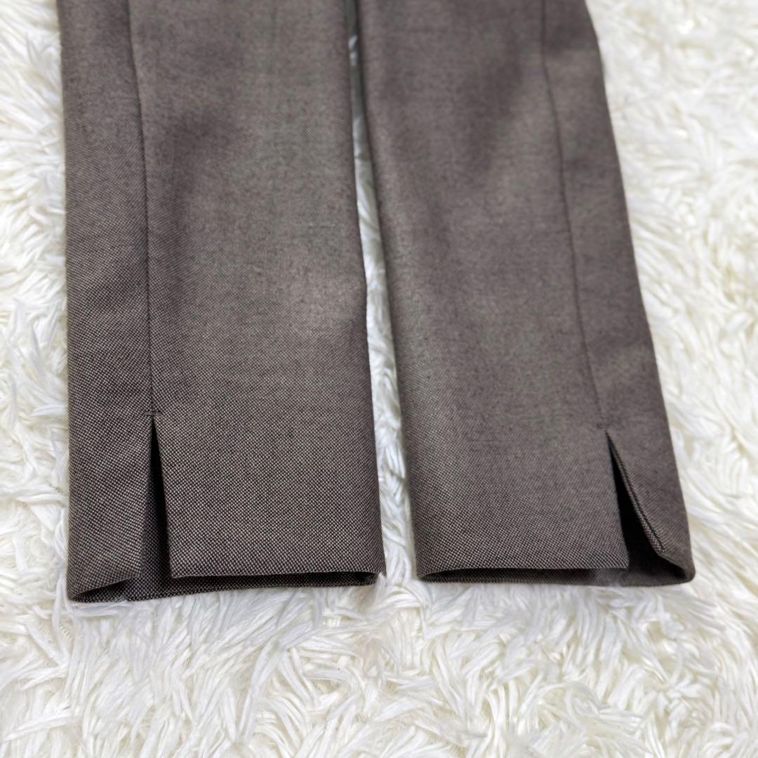 【極美品】現行 近年 スーツスクエア パンツスーツ ノーカラー 上下セット 茶