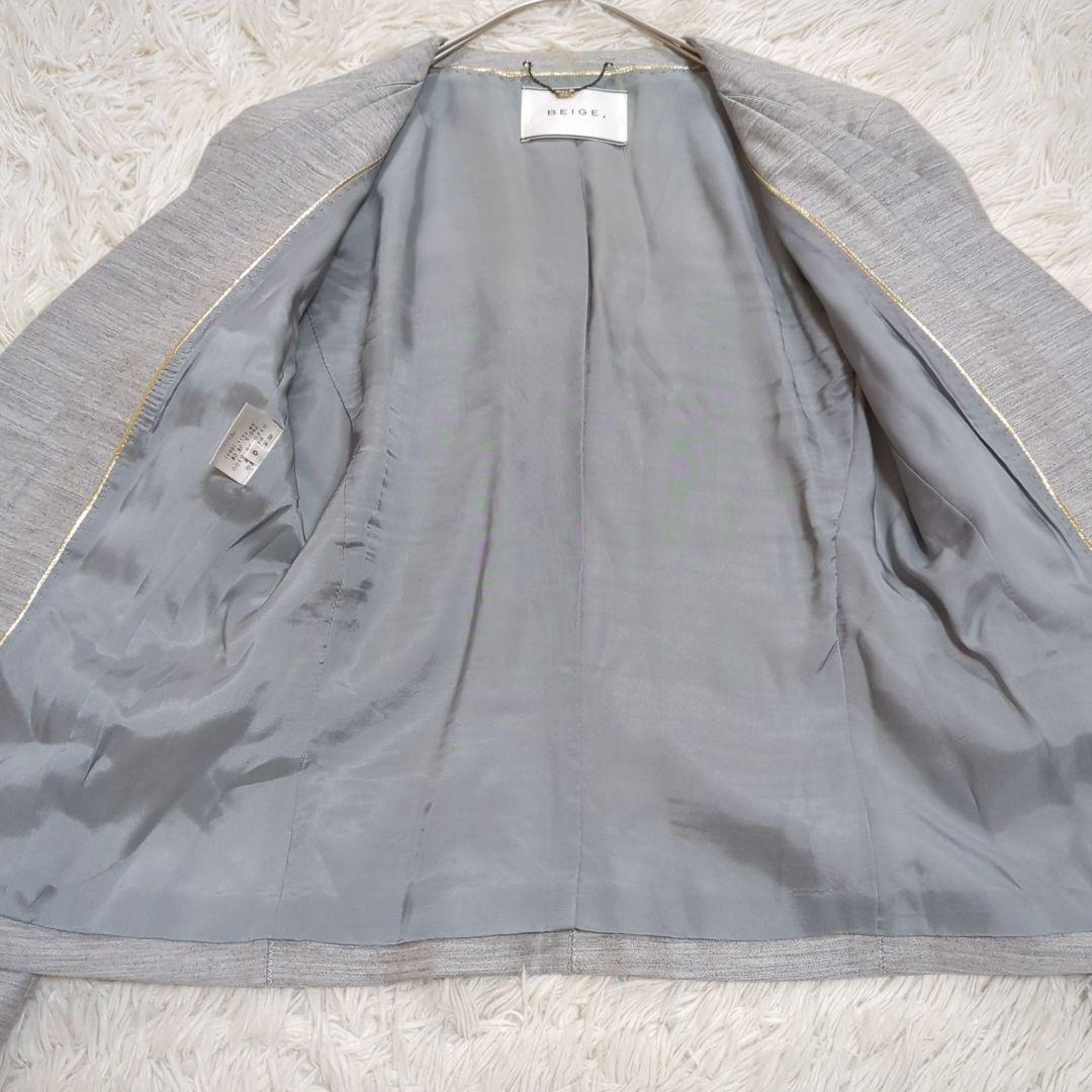 BEIGE, 0 CINDY ノーカラージャケット セットアップ グレー