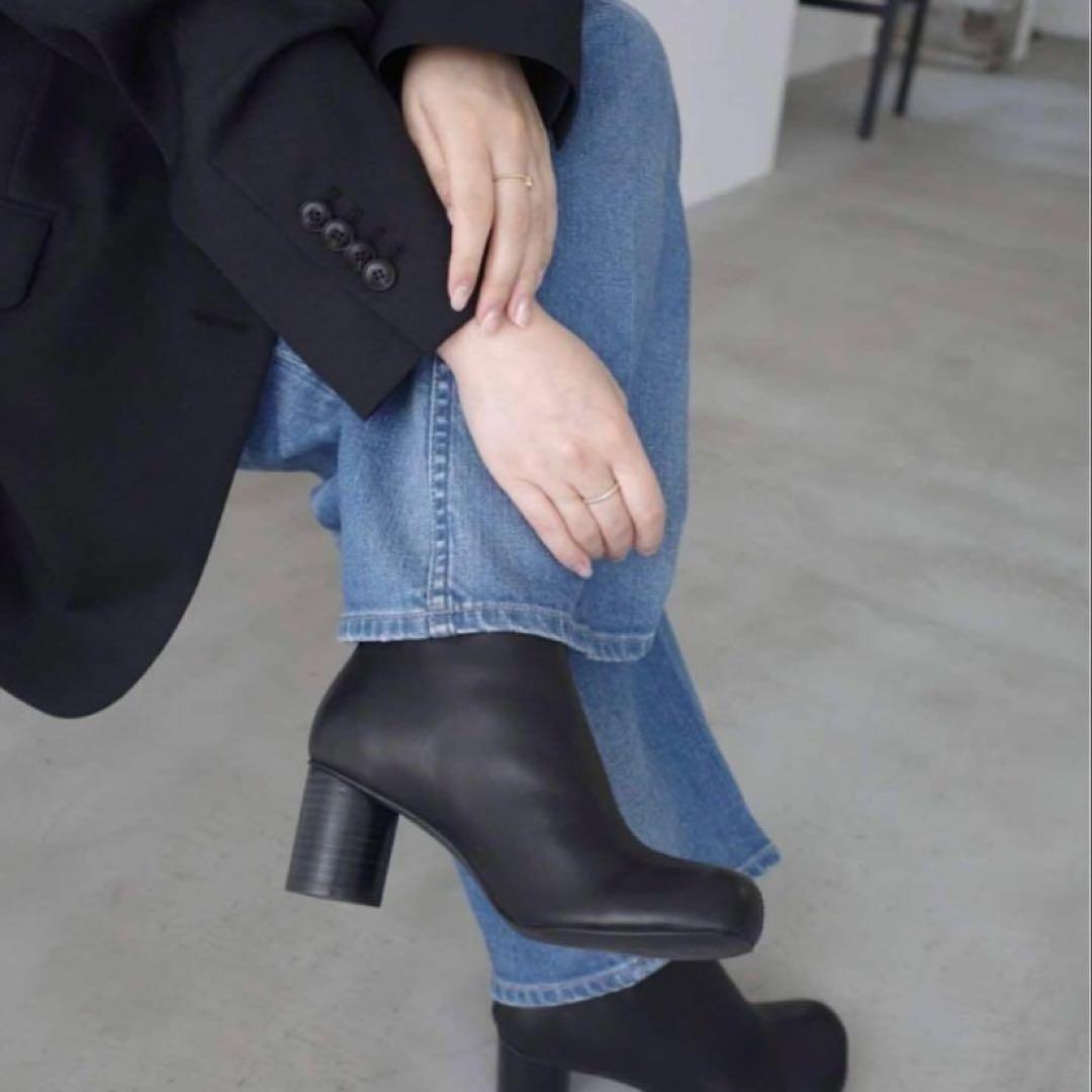 最終お値下げ！【SLOBE IENA】スクエアトゥショートブーツ　23.5 黒