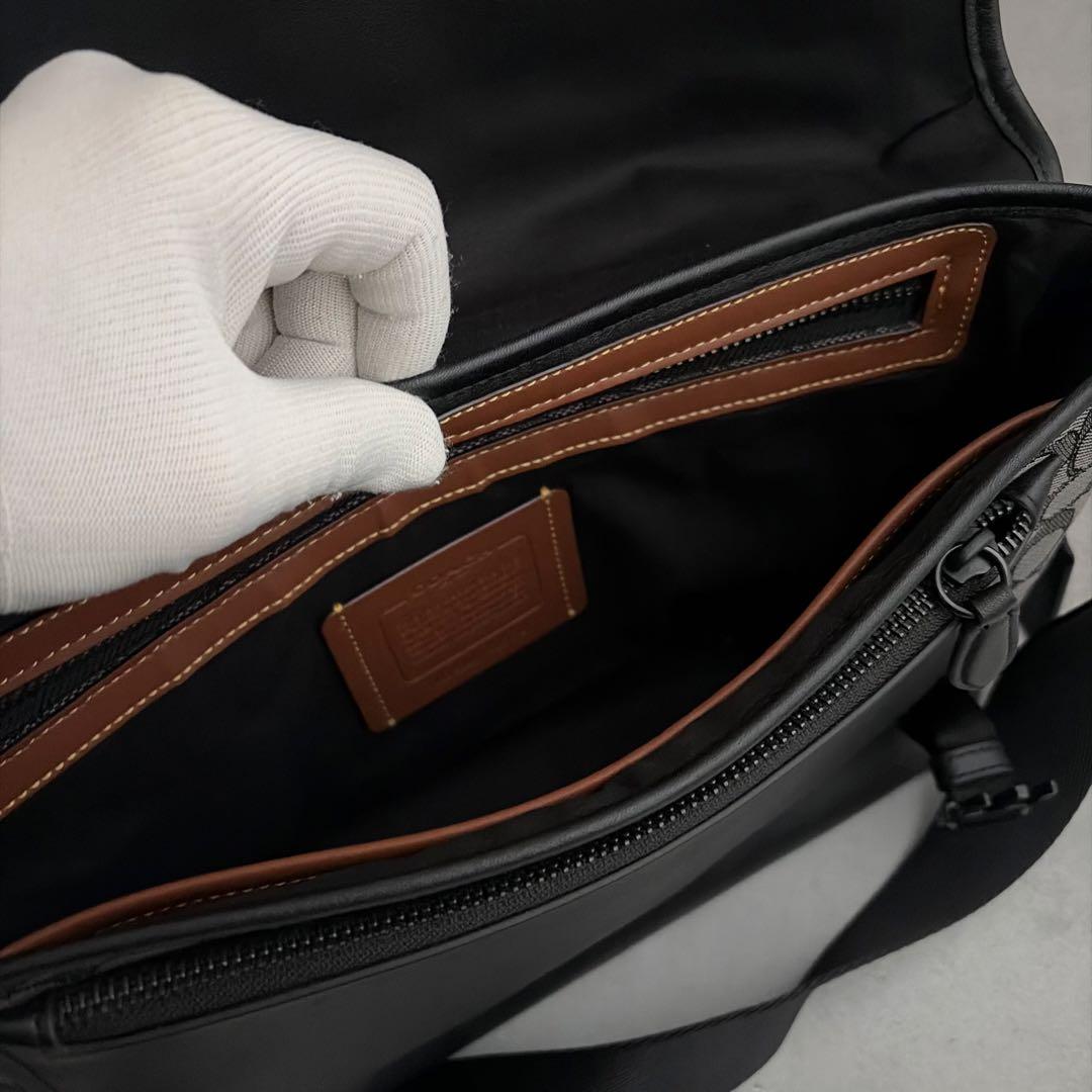 【極美品✨】COACH シグネチャー×レザー　ショルダーバッグ　メッセンジャー