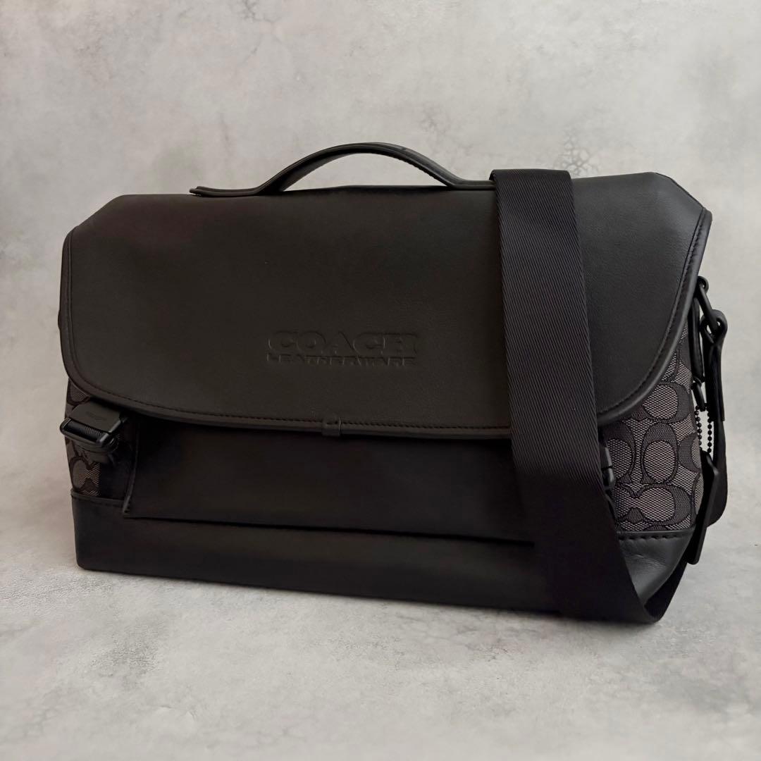 【極美品✨】COACH シグネチャー×レザー　ショルダーバッグ　メッセンジャー