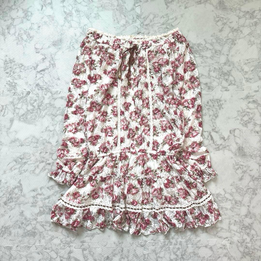 LIZLISA リズリサ フラワー ワンピース 伸縮 レース 姫カジ 森ガール