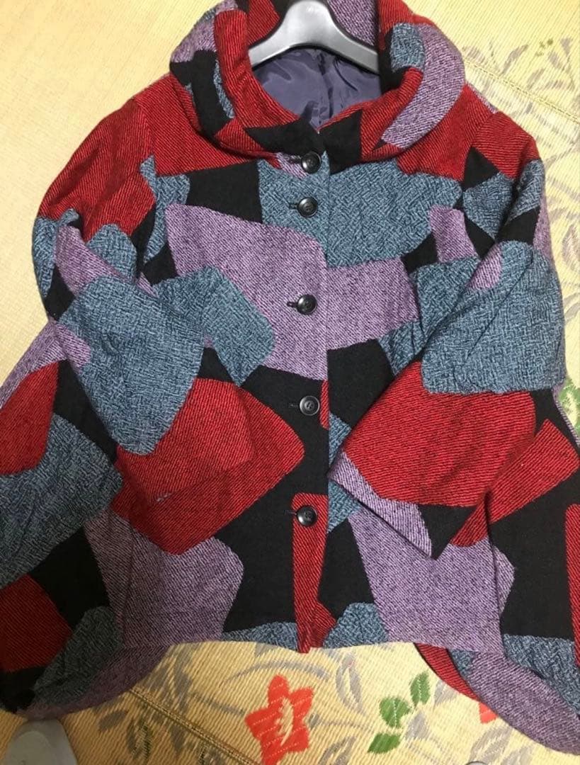 慈雨 センソユニコ ウールコート アシンメトリー　パッチワーク