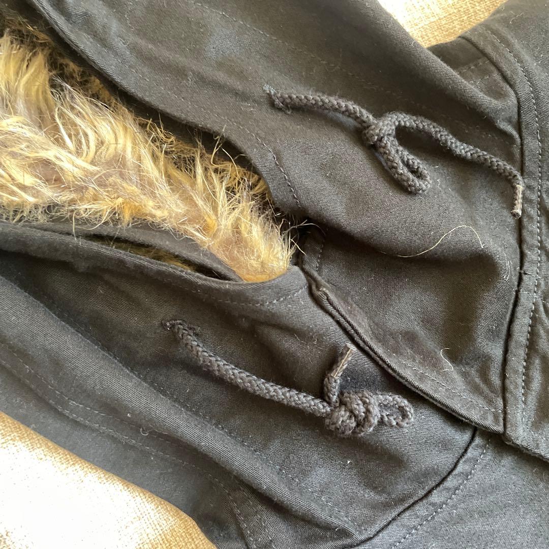 FRED PERRY ブラック ロゴ チェック ファー モッズコート Sサイズ