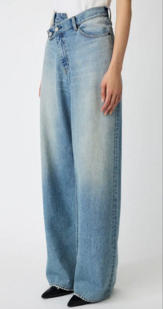 【SNSで話題】 MOUSSYクロスウエストワイドストレート