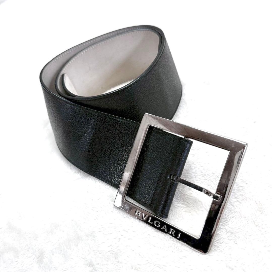 ブルガリ レザー ベルト 黒 太ベルト 本革BVLGARI