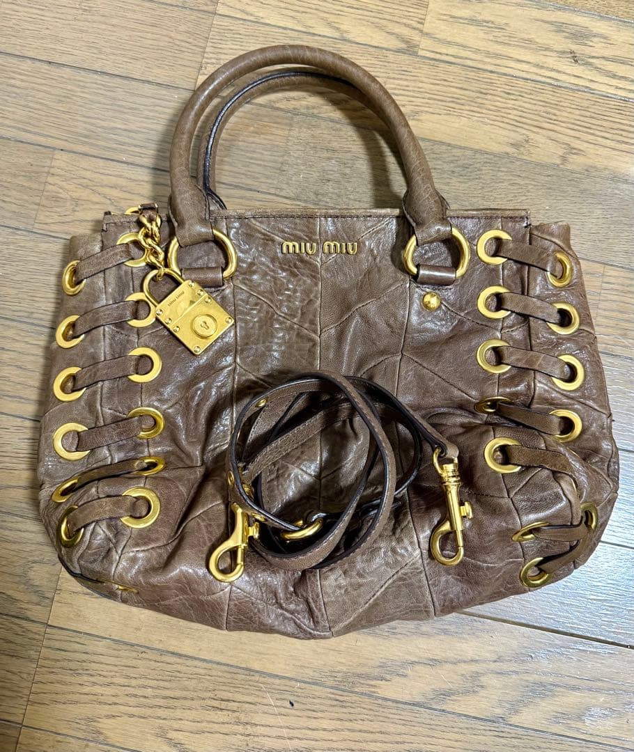 MIU MIU ブラウンレザートートバッグ美品
