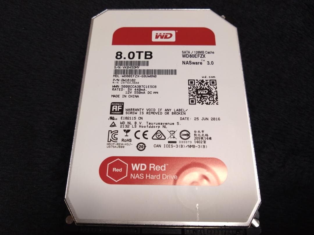 内蔵型ハードディスクドライブ WD RED 8TB HDD WD80EFZX
