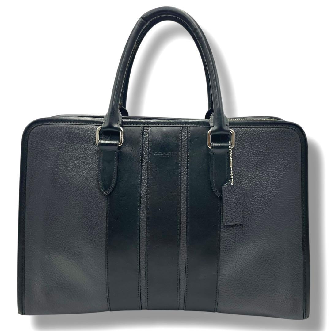 極美品✨COACH ブリーフケース ビジネスバッグ A4 レザー　バイカラー 黒