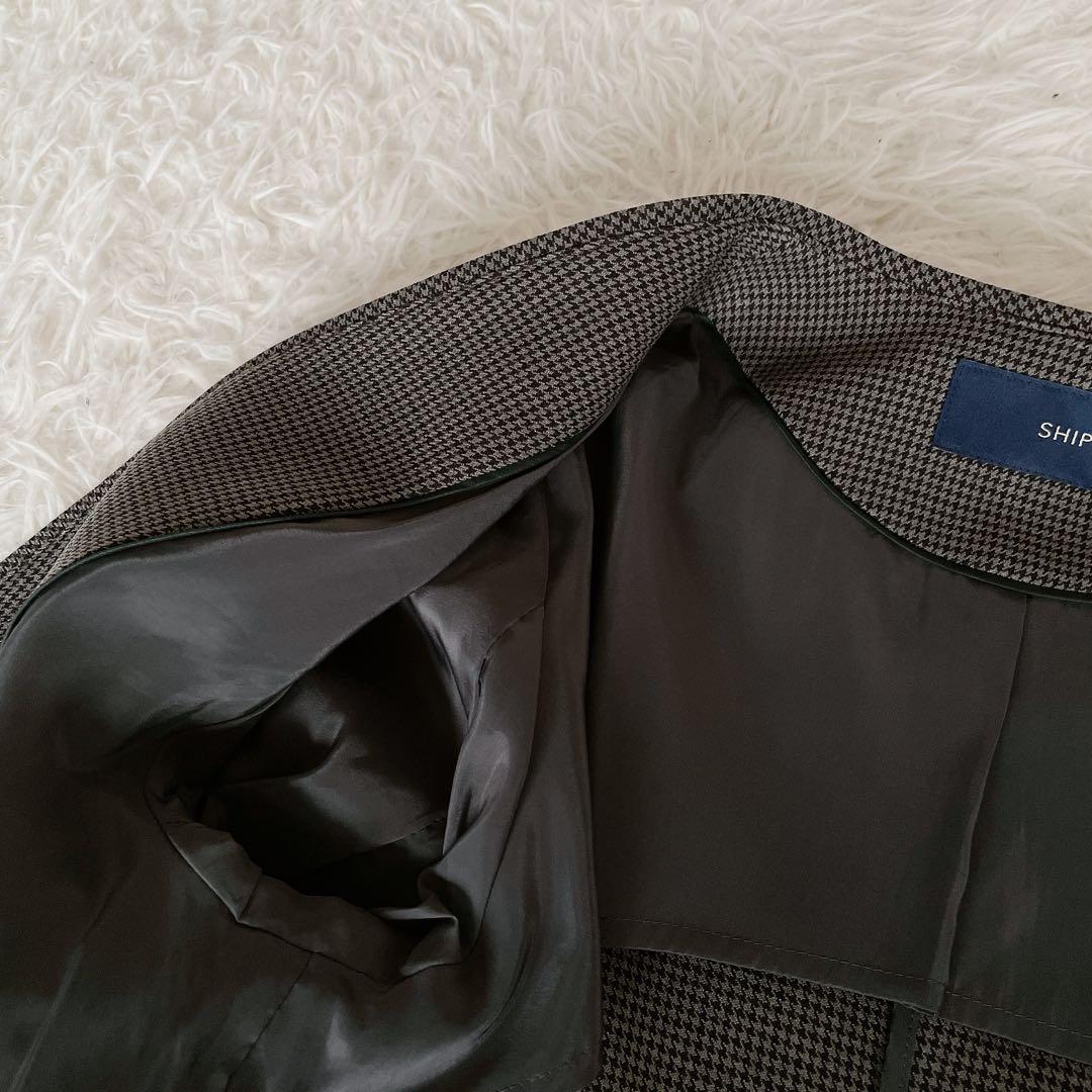 美品✨【シップス】ノーカラージャケットパンツセットアップ チェック ダークグレー