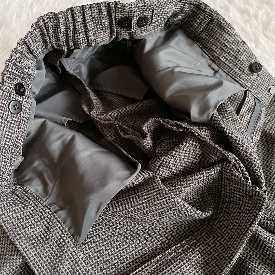 美品✨【シップス】ノーカラージャケットパンツセットアップ チェック ダークグレー