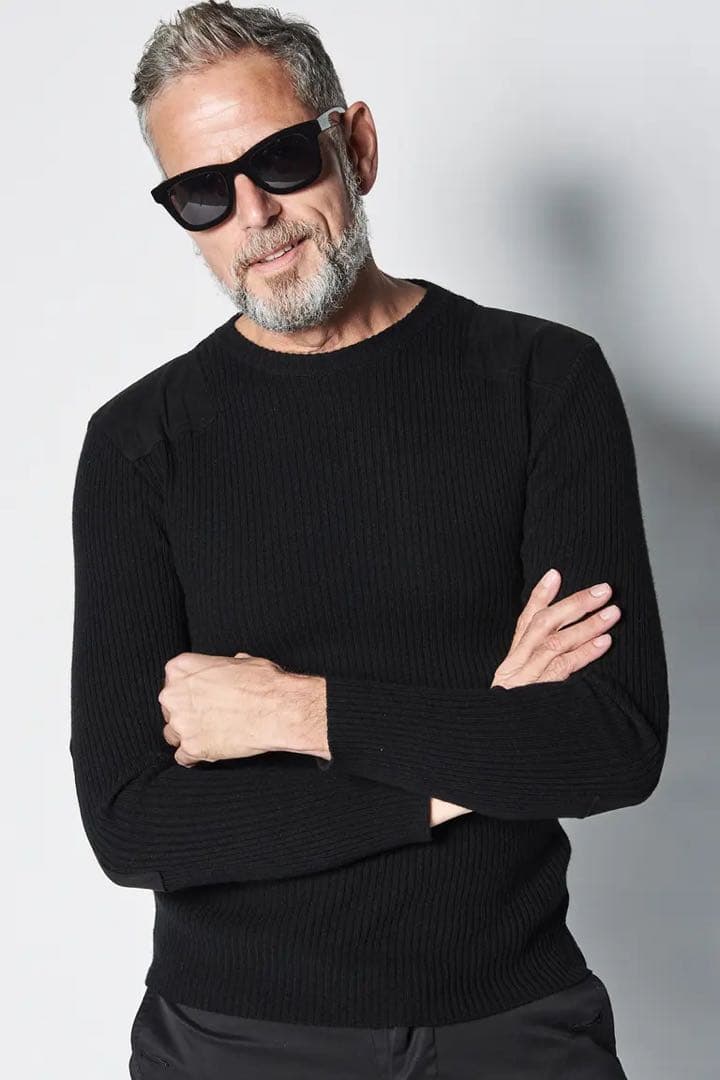 1piu1uguale3 コマンドセーター 干場 BLACK MILITARY