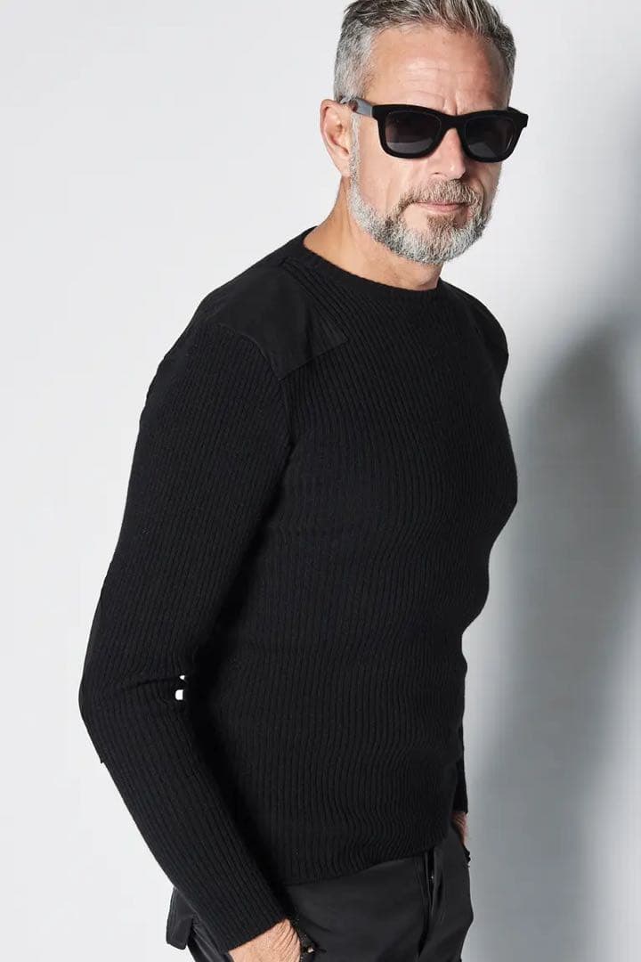 1piu1uguale3 コマンドセーター 干場 BLACK MILITARY