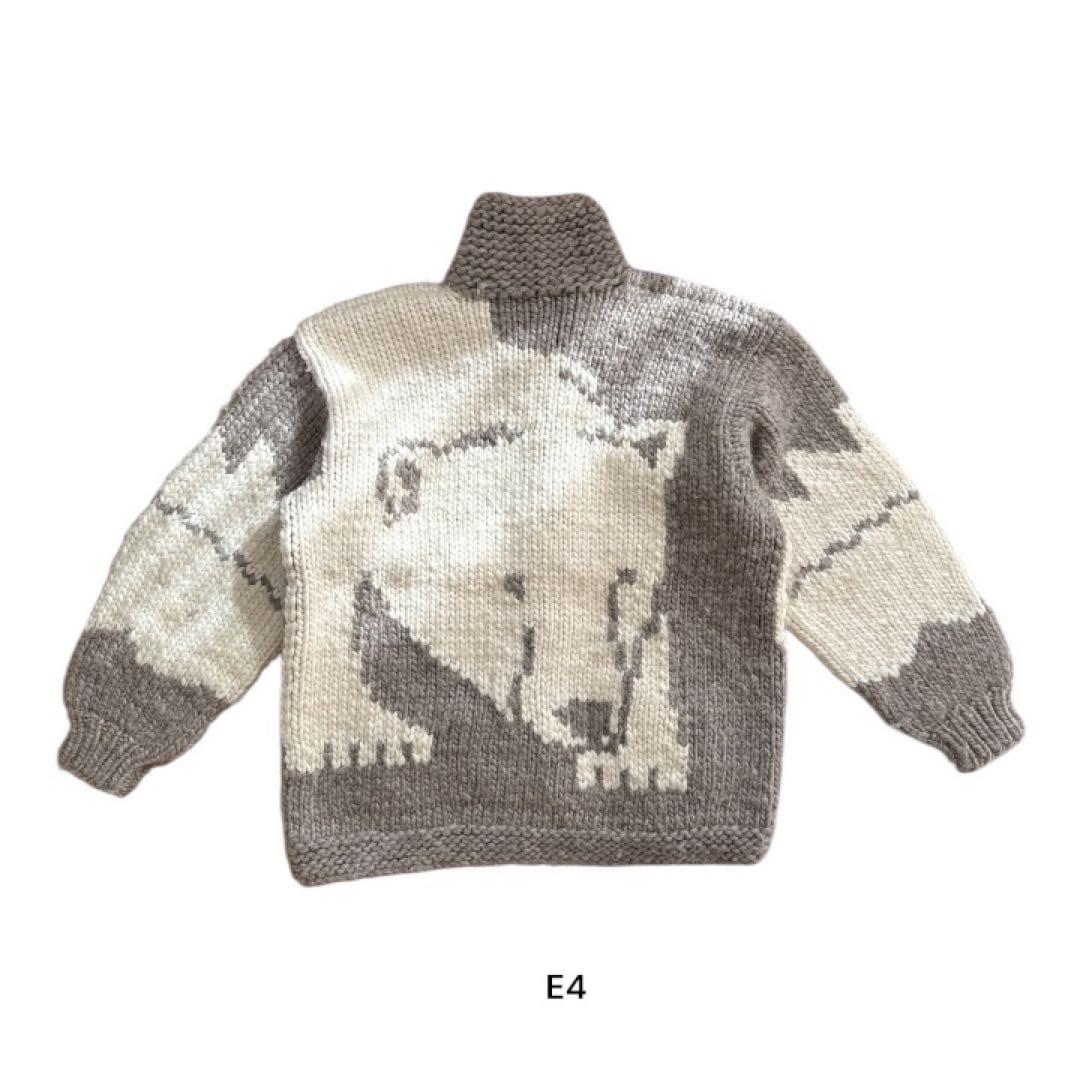E4カウチンセーター　白くま　シロクマ　カーディガン