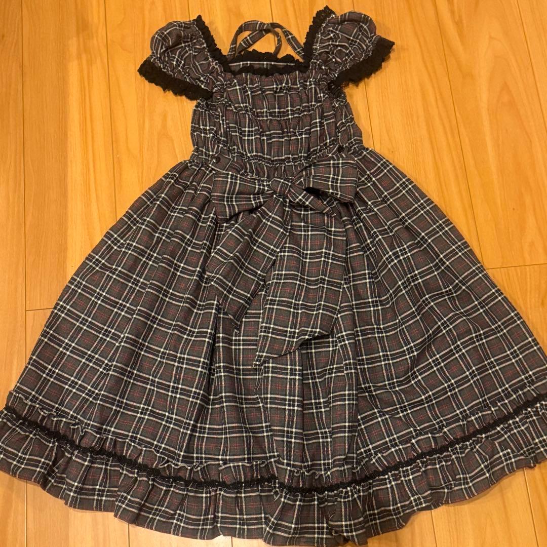 美品セット！ベイビーの秋冬タータンチェックのドレス＆ベッドドレス