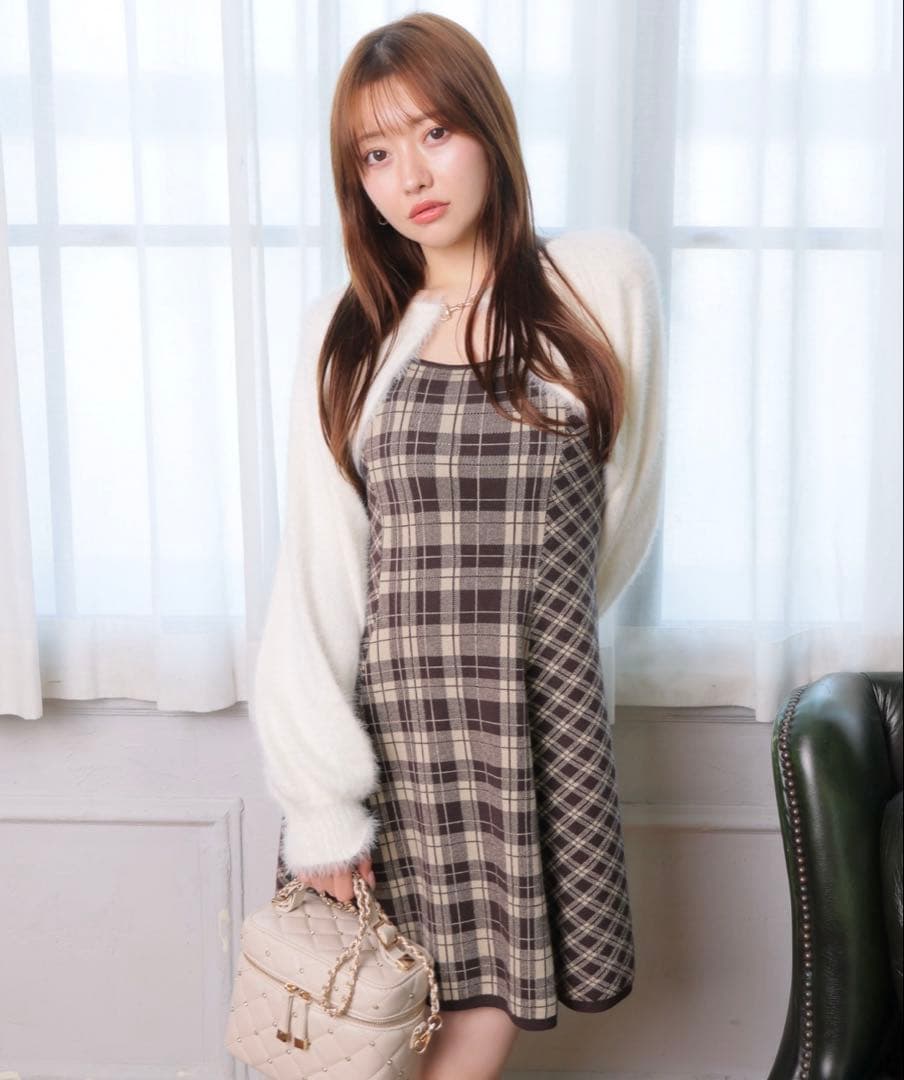 愛嬌♡ LIP SERVICE / フェザーチェックアンサンブルワンピース