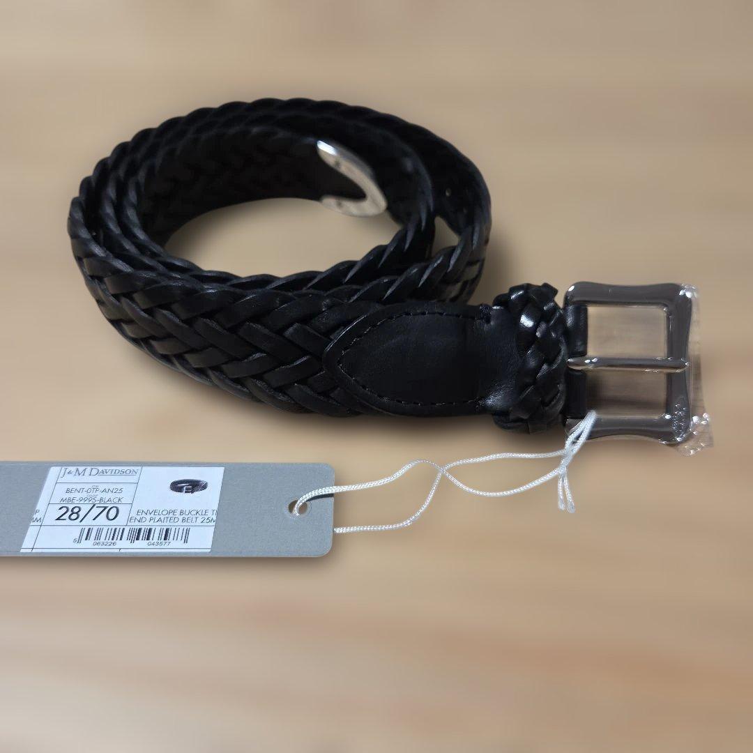 J&M DAVIDSON ブラック 編み込みベルト 28/70