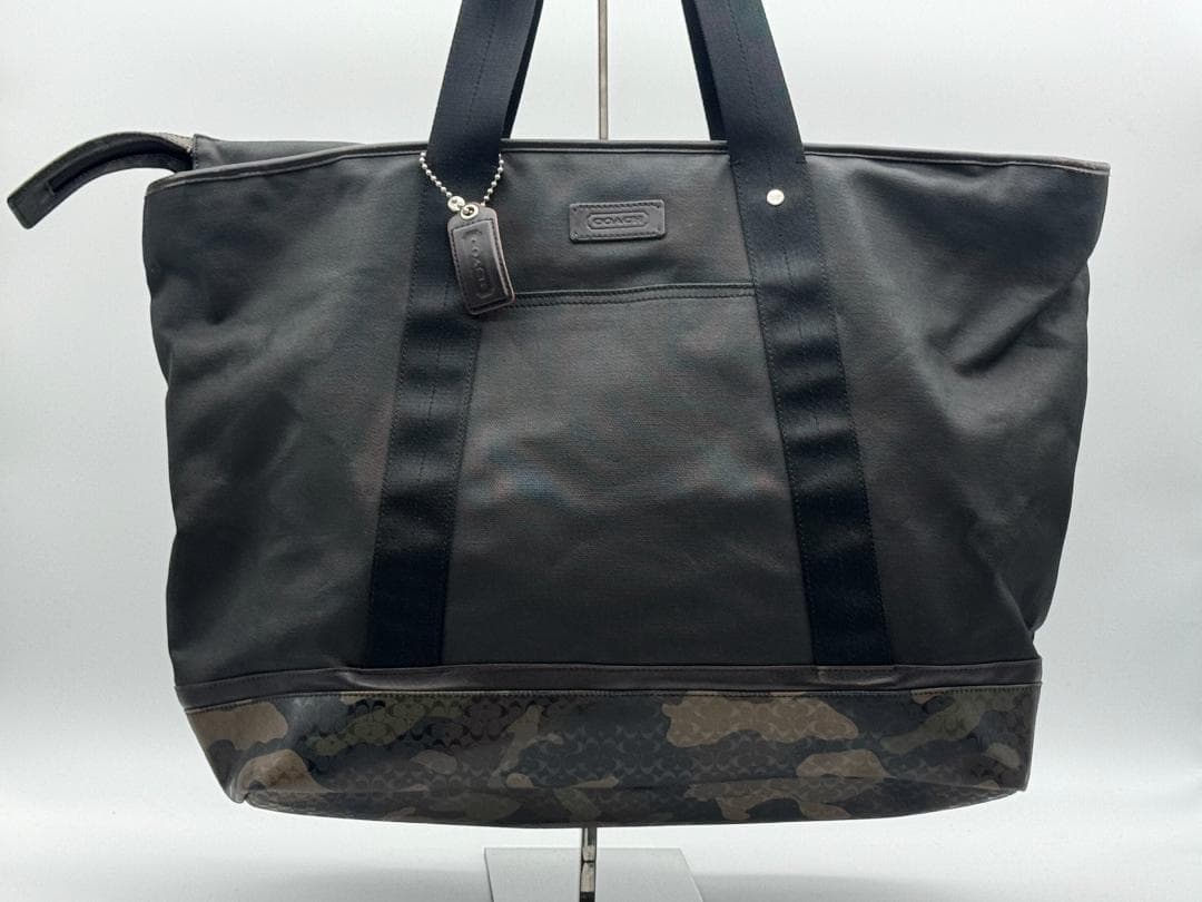 COACH F70832 ウィークエンド トートバッグ カモフラ柄 ポーチ付
