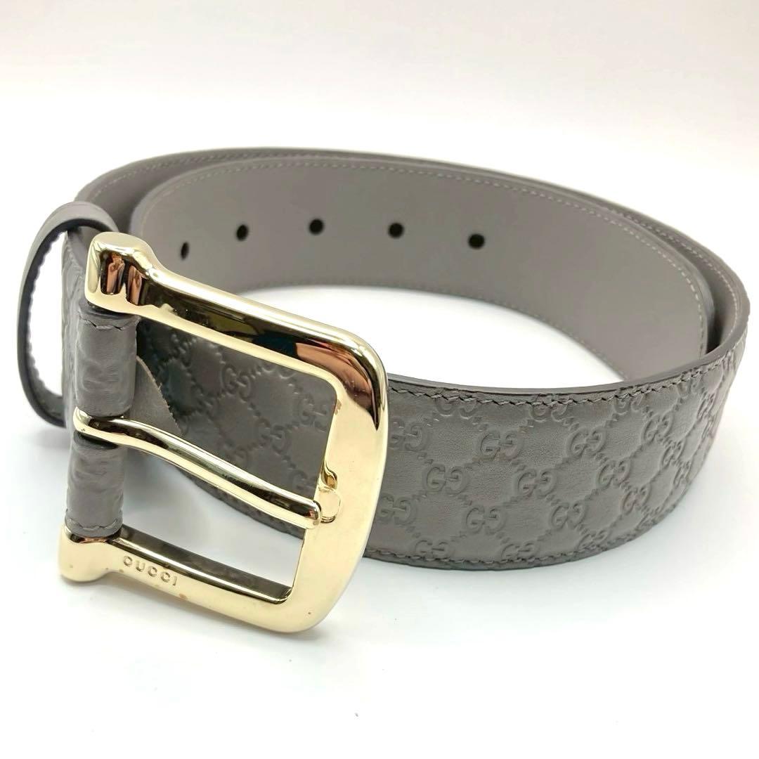 【美品】グッチ　ベルト　シマレザー　GG柄　281548 箱付き　保管袋付き