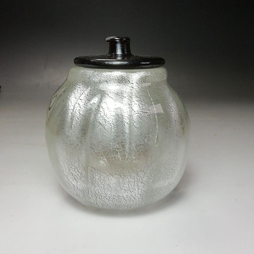 Ｓ７１４　茶入　『銀彩硝子　茶入』『伊藤直仁』　共箱　茶道具