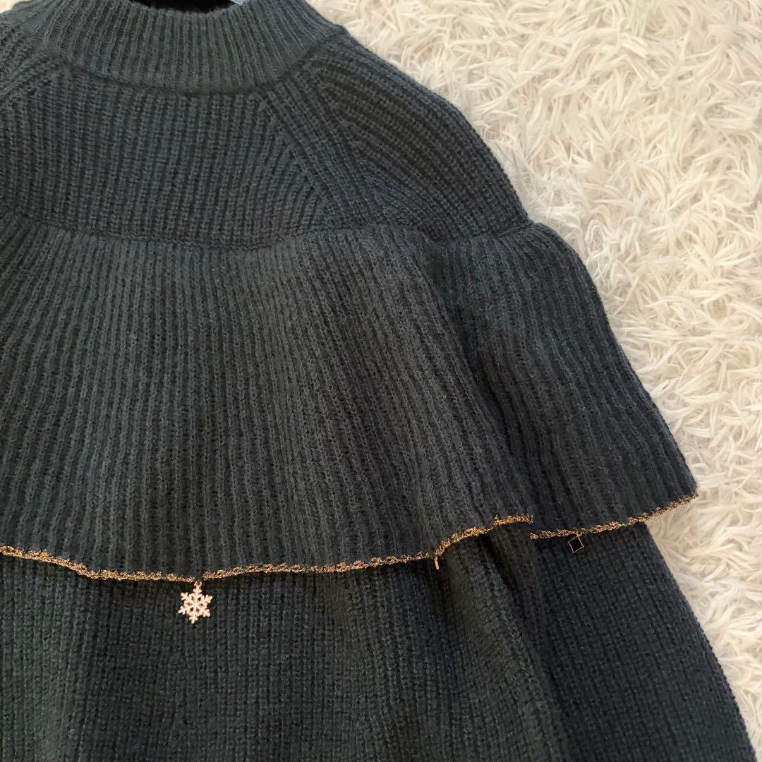 新品未使用 ビアズリー 25AW オーナメントフリルニット ブラック