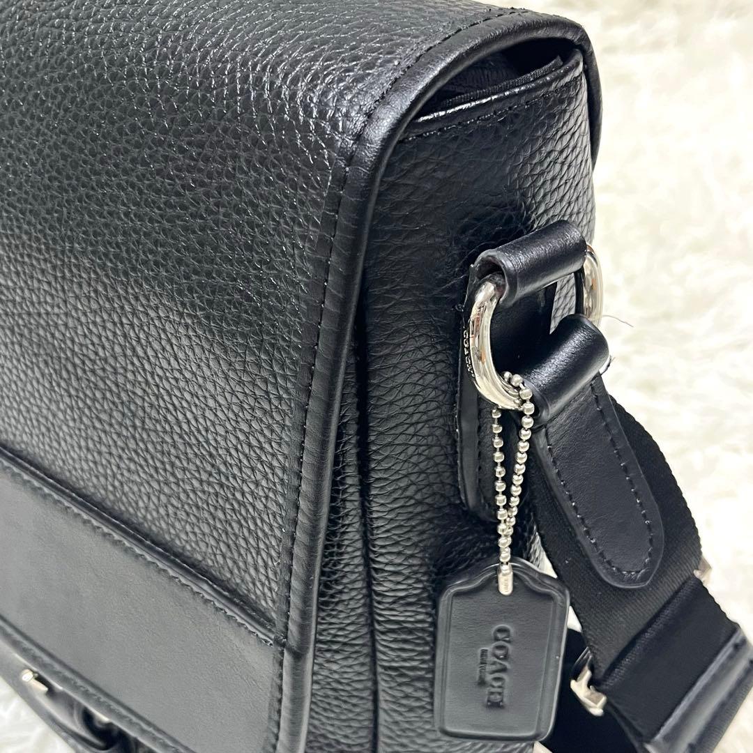 美品✨COACHヘンリーメッセンジャーバッグ ペブルドレザーブラックF54149
