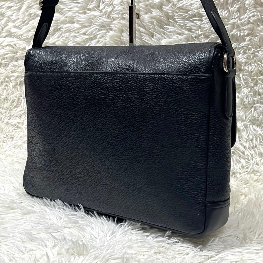 美品✨COACHヘンリーメッセンジャーバッグ ペブルドレザーブラックF54149