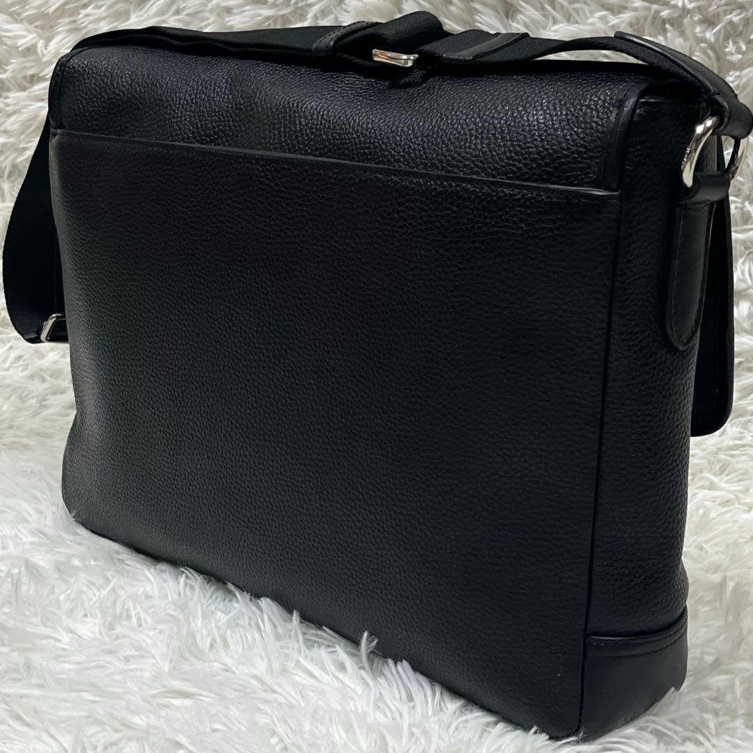 美品✨COACHヘンリーメッセンジャーバッグ ペブルドレザーブラックF54149