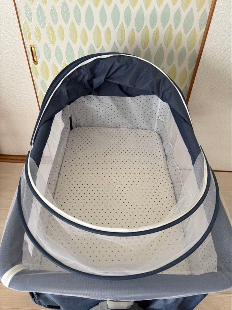 折りたたみ式ベビーベッド ★ブルー★美品★