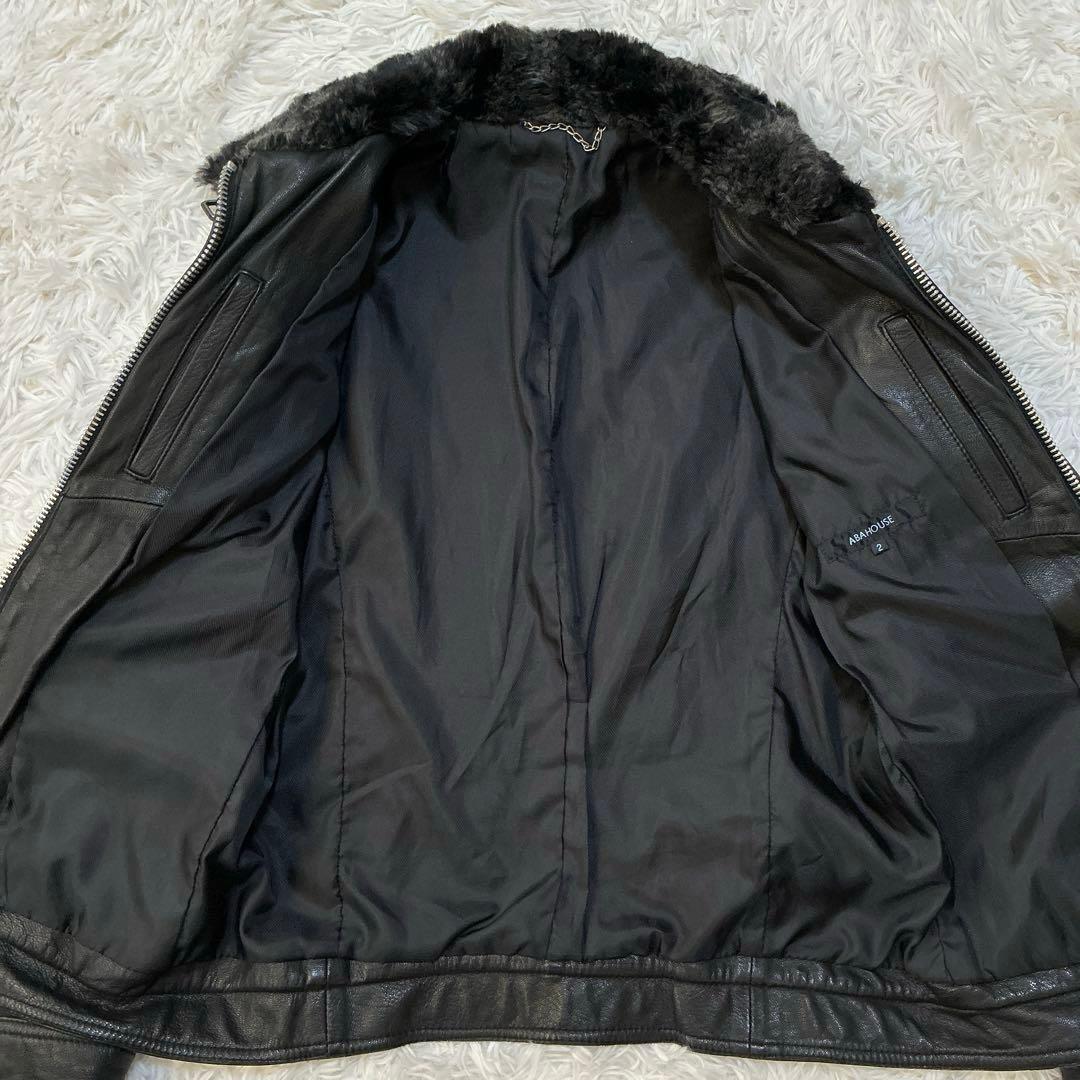 美品⭐︎アバハウス シングルライダース ボアレザージャケット 本革 山羊革 M 黒