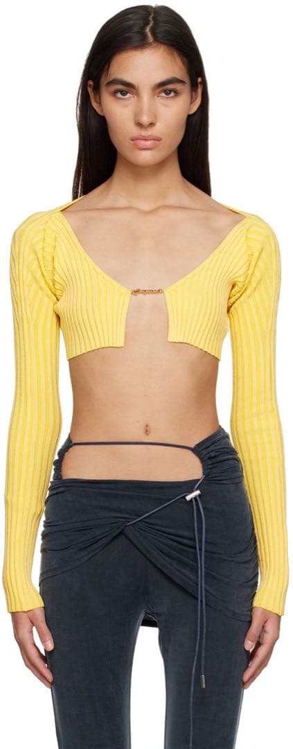 人気✨ JACQUEMUS ロゴ クロップド リブ ニット