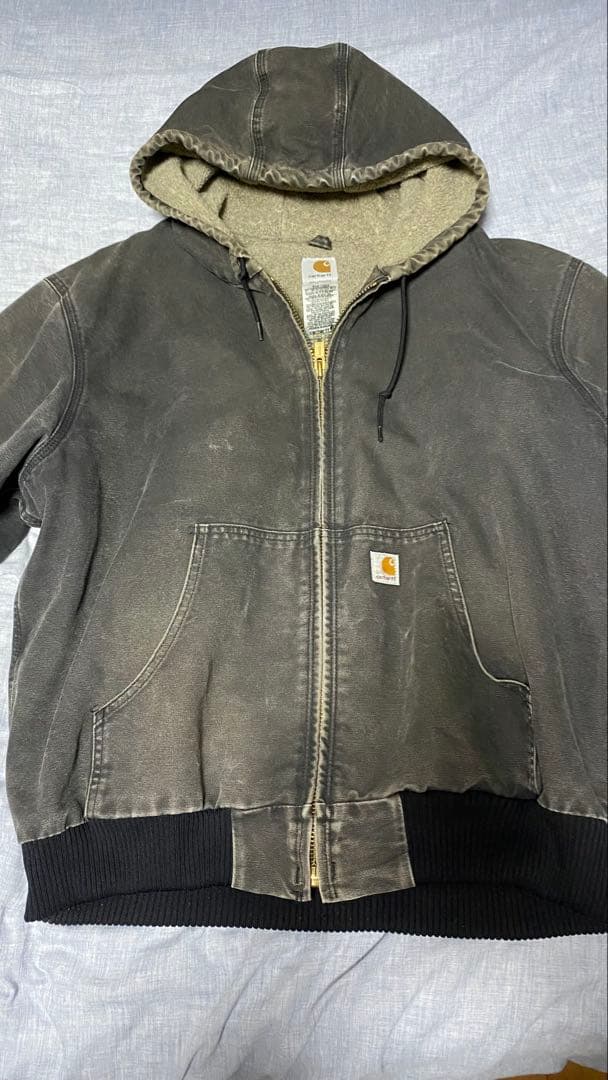 【鬼フェード】00s Carhartt アクティブジャケット 裏地ボア 墨黒
