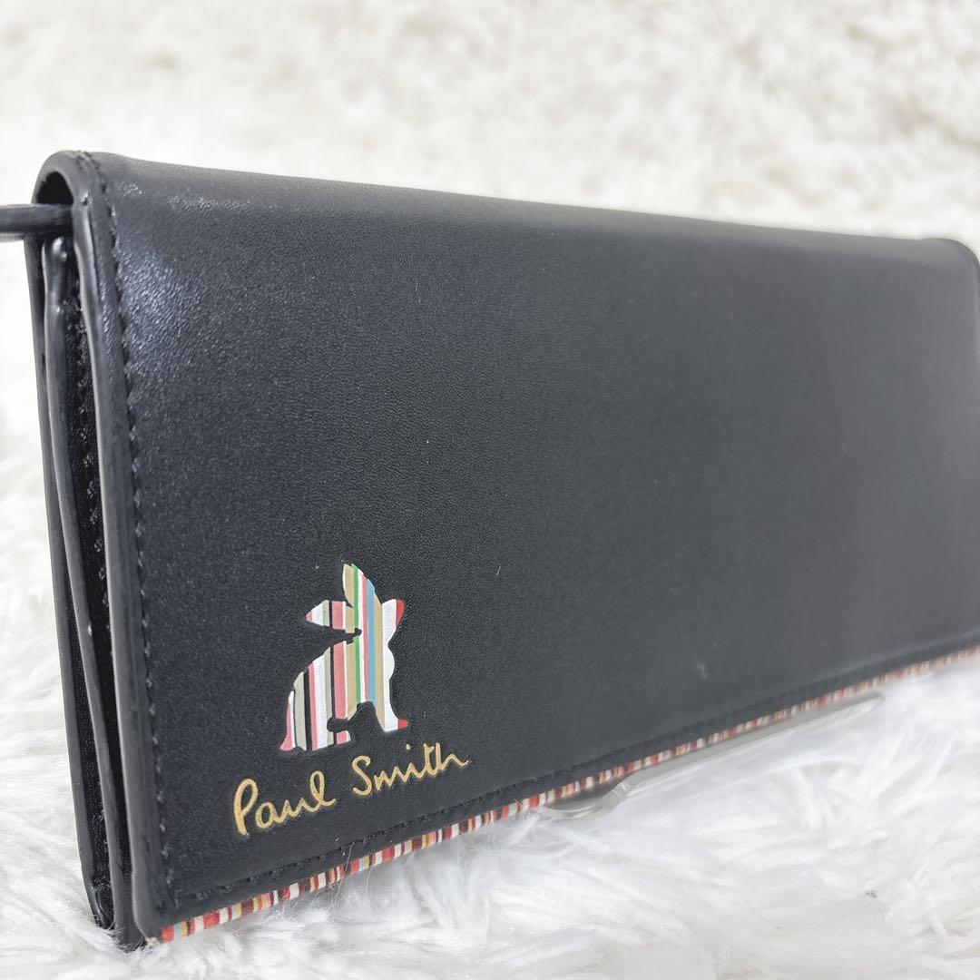 【美品】PaulSmith マーケトリーストライプラビット　折り財布