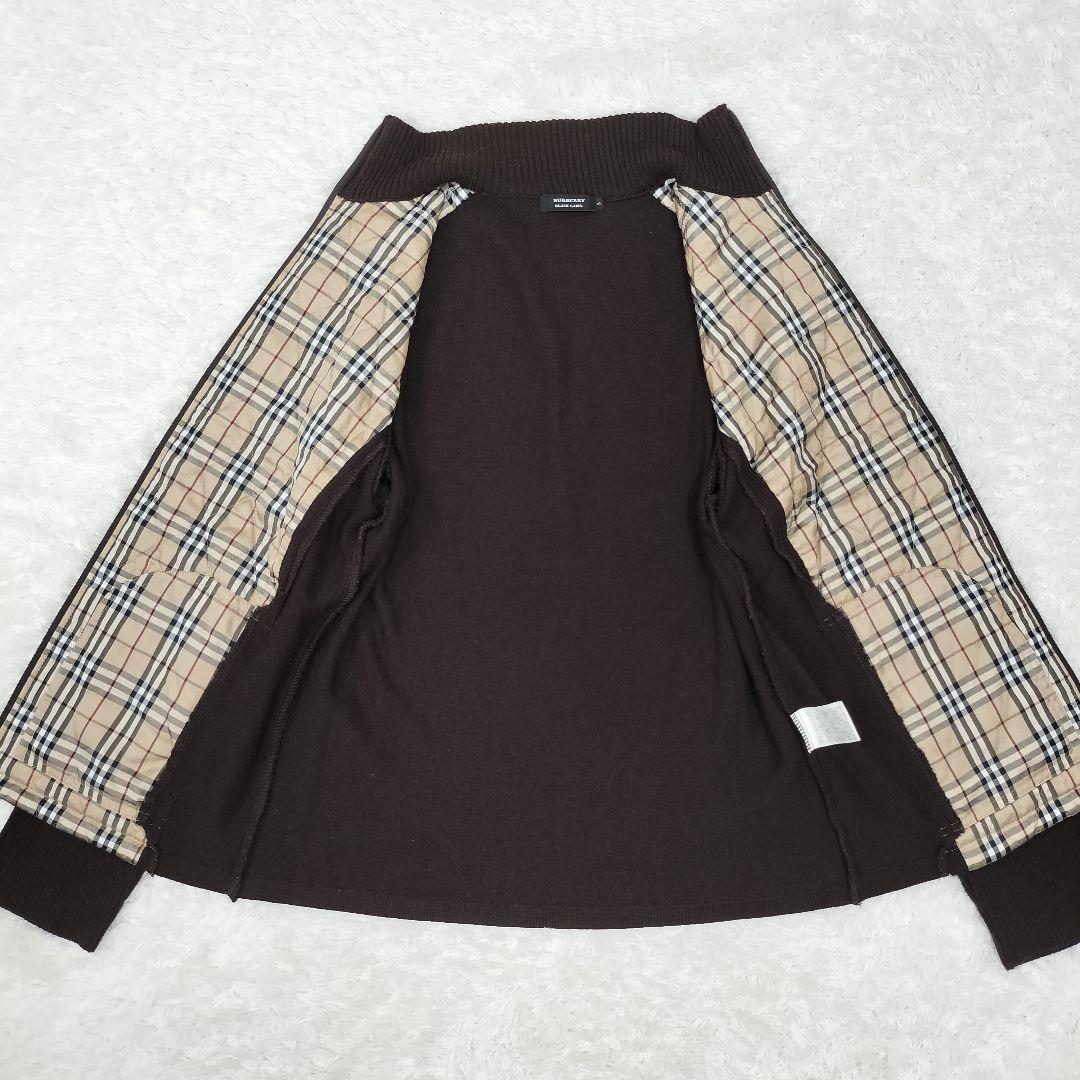 バーバリー ブラックレーベル ジップアップ　ニット ノバチェック ブラウン