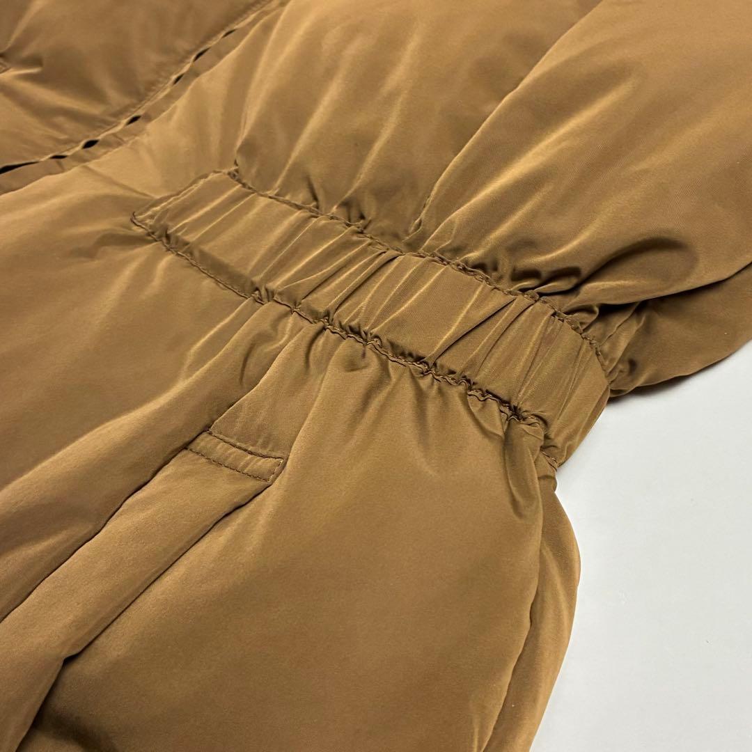 【未使用】PINORE(ピノーレ)フーデッドダウンコート/ウエストゴム/キャメル