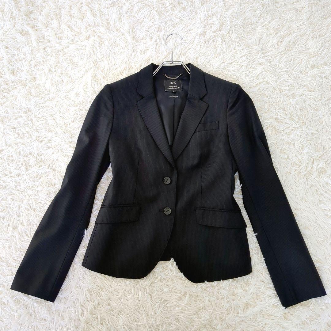 極美品✨️23区 レディースセットアップスーツ3点セット パンツ　ストライプ　黒