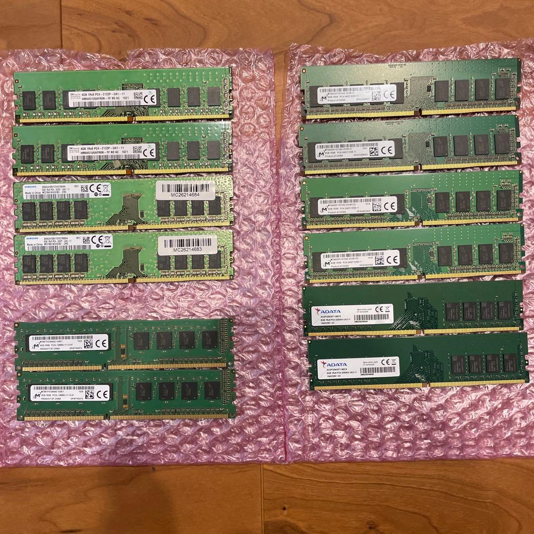 デスクトップ用メモリDDR4 10枚72GB分、DDR3 2枚 8GB分 セット